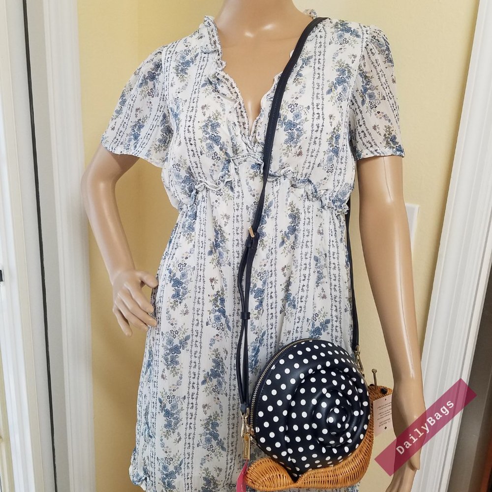 KATE SPADE SNAIL ENCHANTED BLUE CROSSBODY WHITE - Picture 12 of 13